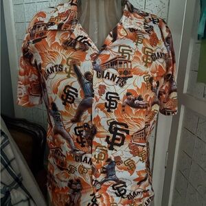 Giants Themed Orange Casual Button Down Shirt